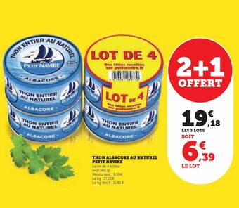Super U Thon albacore au naturel petit navire offre