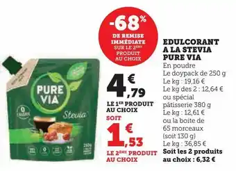 Super U Edulcorant a la stevia pure via offre