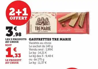 Super U Gaufrettes tre marie offre