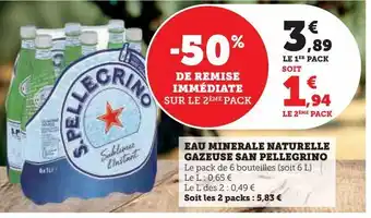 U Express Eau minerale naturelle gazeuse san pellegrino offre