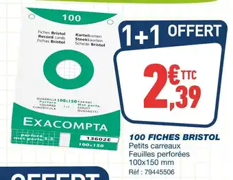 Bureau Vallée Exacompta 100 fiches bristol offre