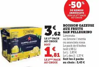 Super U Boisson gazeuse aux fruits san pellegrino offre