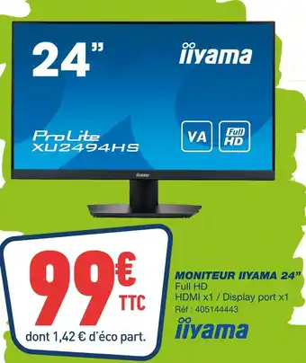 Bureau Vallée Iiyama moniteur 24’’ offre