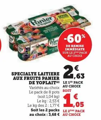 Hyper U Specialte laitiere aux fruits panier de yoplait offre