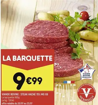 Leader Price Viande bovine: steak haché 15% mg x8 offre
