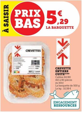 Hyper U Crevette entiere cuite offre
