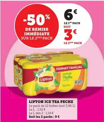 Hyper U Lipton ice tea peche offre