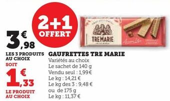 Hyper U Gaufrettes tre marie offre