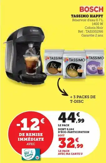 Hyper U Tassimo happy offre