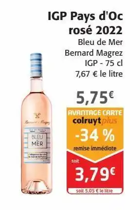 Colruyt Igp pays d'oc rosé 2022 offre