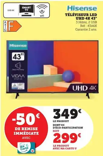 Hyper U Téléviseur led uhd 4k 43 offre