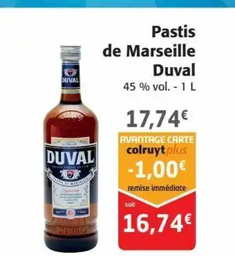 Colruyt Pastis de marseille duval offre