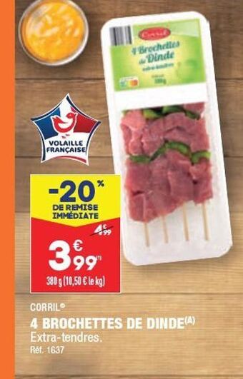 ALDI 4 brochettes de dinde offre