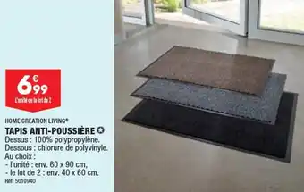 ALDI HOME CREATION LIVINGⓇ TAPIS ANTI-POUSSIÈRE offre