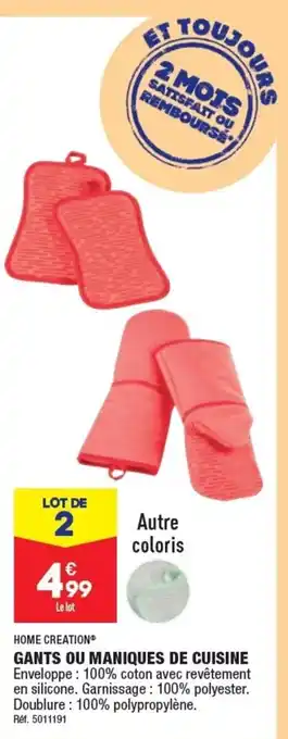 ALDI GANTS OU MANIQUES DE CUISINE offre