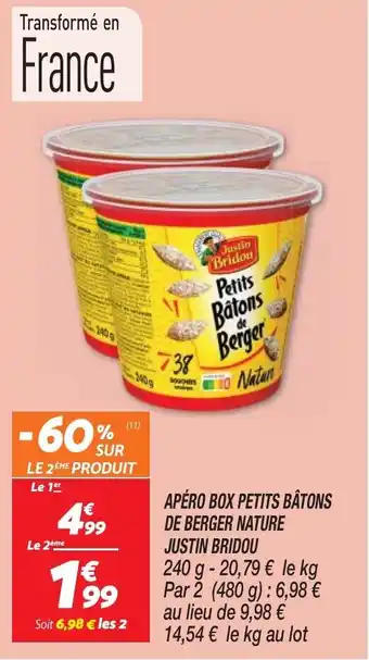 Netto APÉRO BOX PETITS BÂTONS DE BERGER NATURE JUSTIN BRIDOU offre