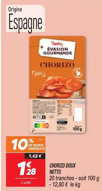 Netto CHORIZO DOUX NETTO offre
