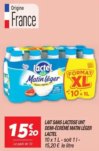 Netto LAIT SANS LACTOSE UHT DEMI-ÉCRÉMÉ MATIN LÉGER offre