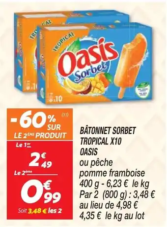 Netto BÂTONNET SORBET TROPICAL X10 OASIS offre