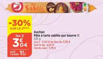 Bi1 Auchan Pâte à tarte sablée pur beurre (B) 230 g offre