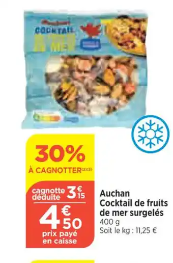 Bi1 Auchan Cocktail de fruits de mer surgelés 400 g Soit le kg: 11,25 € offre