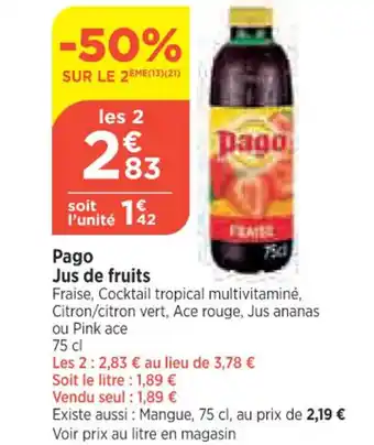 Bi1 Pago Jus de fruits offre