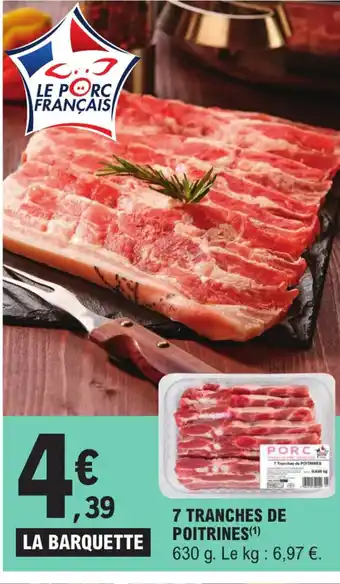 E.Leclerc Express 7 TRANCHES DE POITRINES(¹) 630 g. Le kg: 6,97 €. offre