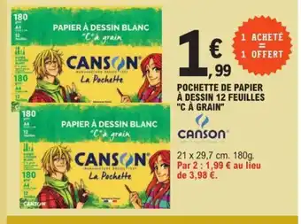 E.Leclerc POCHETTE DE PAPIER À DESSIN 12 FEUILLES "C À GRAIN" offre