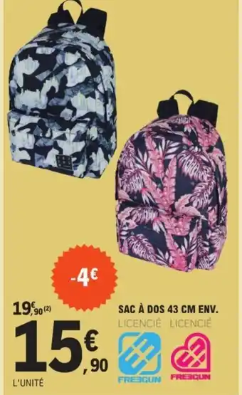 E.Leclerc SAC À DOS 43 CM ENV. LICENCIÉ LICENCIÉ offre