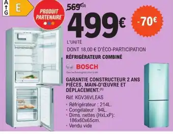 E.Leclerc RÉFRIGÉRATEUR COMBINÉ offre