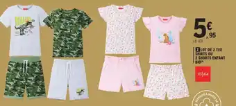 E.Leclerc 2 LOT DE 2 TEE SHIRTS OU 2 SHORTS ENFANT BIO (4) offre