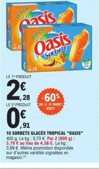 E.Leclerc 10 SORBETS GLACÉS TROPICAL "OASIS" offre