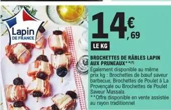 E.Leclerc BROCHETTES DE RÂBLES LAPIN AUX PRUNEAUX offre