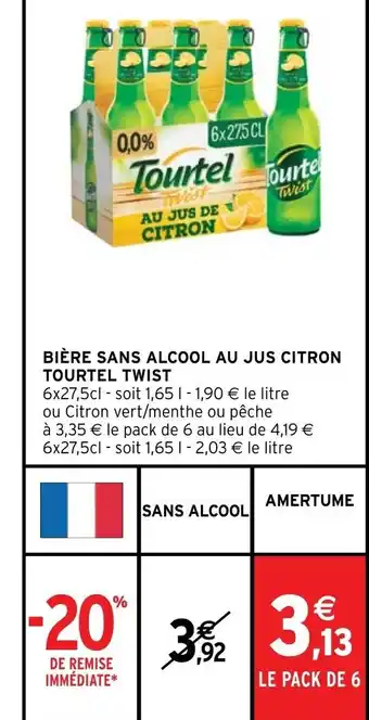 Intermarché BIÈRE SANS ALCOOL AU JUS CITRON TOURTEL TWIST offre