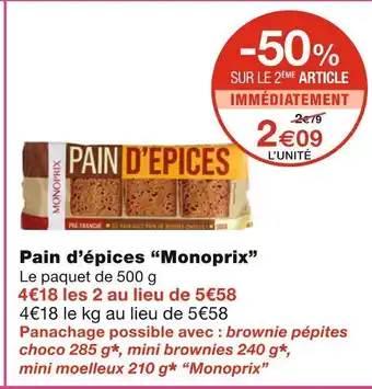 Monoprix Monoprix pain d’épices offre