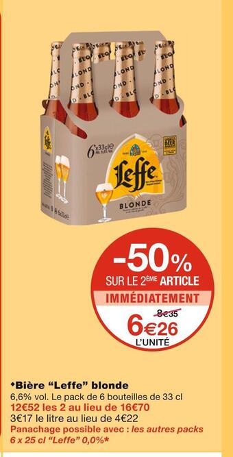 Monoprix Leffe bière blonde offre