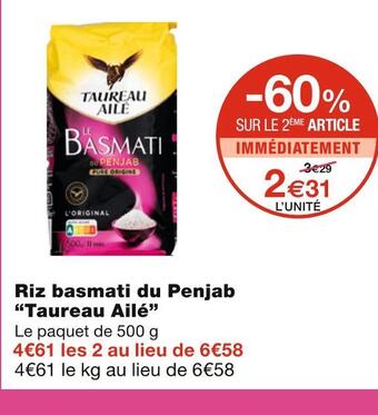 Monoprix Taureau ailé riz basmati du penjab offre