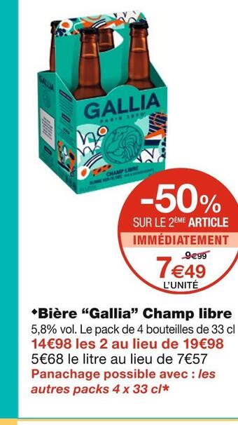 Monoprix Gallia bière champ libre offre