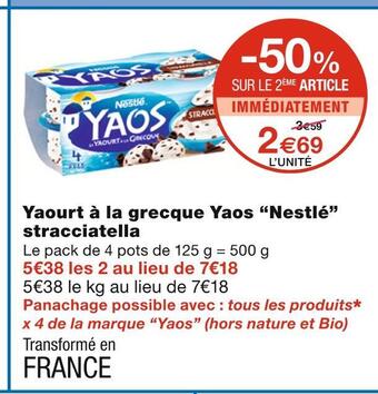 Monoprix Nestlé yaourt à la grecque yaos stracciatella offre