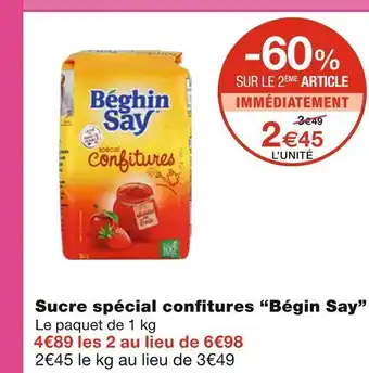 Monoprix Bégin say sucre spécial confitures offre