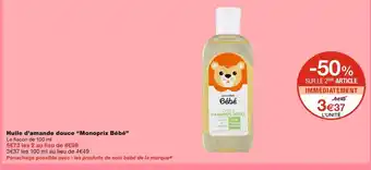 Monoprix Monoprix bébé huile d’amande douce offre
