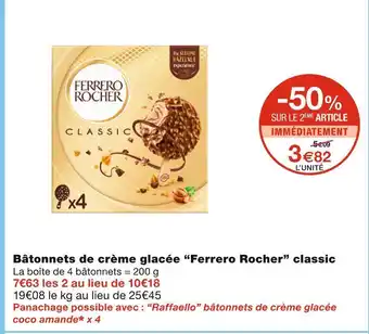 Monoprix Ferrero rocher bâtonnets de crème glacée classic offre
