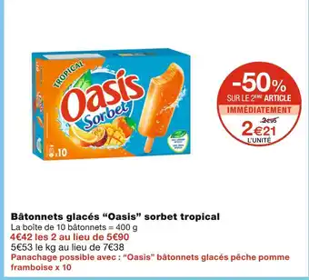 Monoprix Oasis bâtonnets glacés sorbet tropical offre