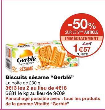 Monoprix Gerblé biscuits sésame offre