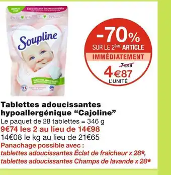 Monoprix Soupline tablettes adoucissantes hypoallergénique cajoline offre