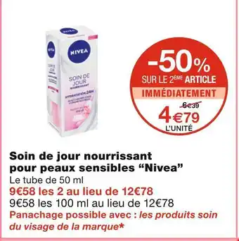 Monoprix Nivea soin de jour nourrissant pour peaux sensibles offre