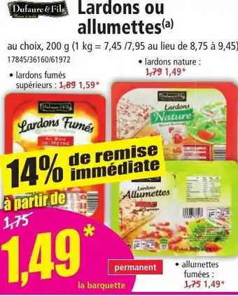 Norma Lardons ou allumettes offre