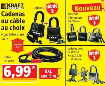 Cadenas ou câble au choix