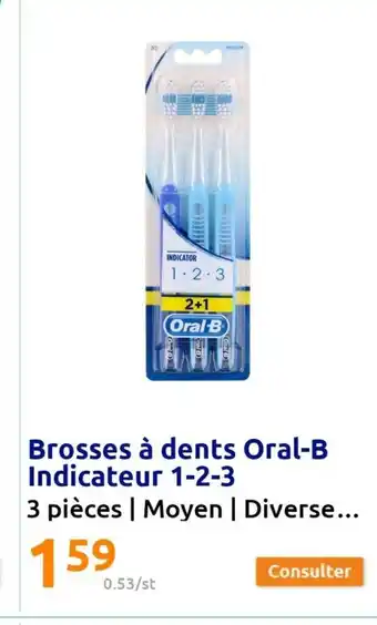 Action Brosses à dents Oral-B Indicateur 1-2-3 offre
