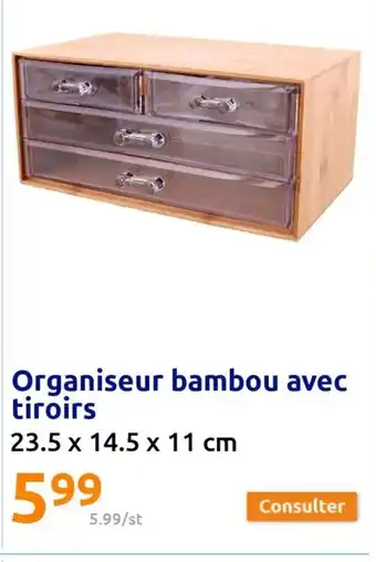 Organiseur bambou avec tiroirs